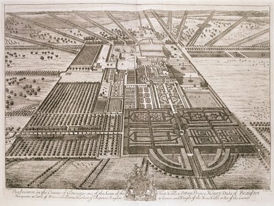 Badmintonhus i amtet Gloucester, graveret af Johannes Kip (ca. 1652-1722) (se også 192764) af Leonard Knyff