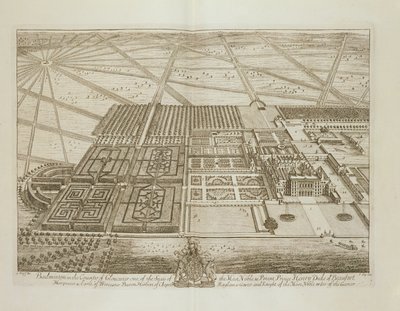Badmintonhus i amtet Gloucester, graveret af Johannes Kip (ca. 1652-1722) (se også 192765) af Leonard Knyff
