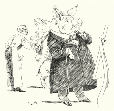 Barber, barber, barber en gris; hvor mange hår vil lave en paryk? (gravering) af Leonard Leslie Brooke