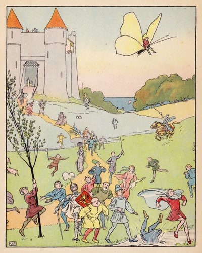 Illustration til Tom Thumb (farvelitografi) af Leonard Leslie Brooke