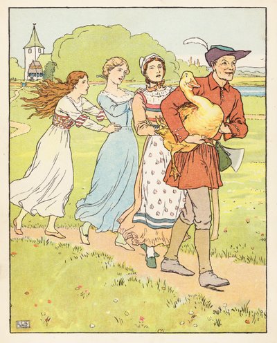 Den gyldne gås (farvelitografi) af Leonard Leslie Brooke