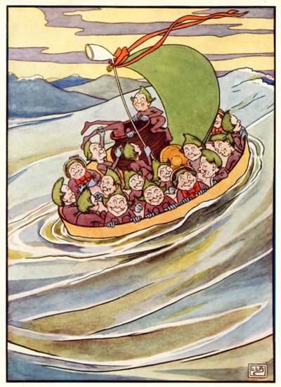 The Jumblies (farve litho) af Leonard Leslie Brooke