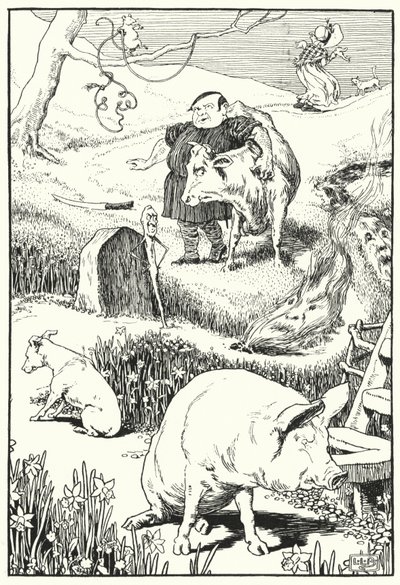 Den gamle kvinde og hendes gris (gravering) af Leonard Leslie Brooke