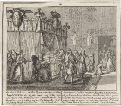 Peter den Stores død den 8. februar 1725, 1727 af Leonard Schenk