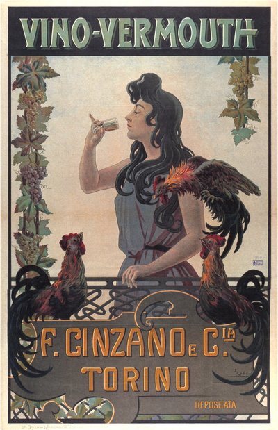 Vino-Vermouth-reklame, ca. 1900 (tryk) af Leonardo Roda