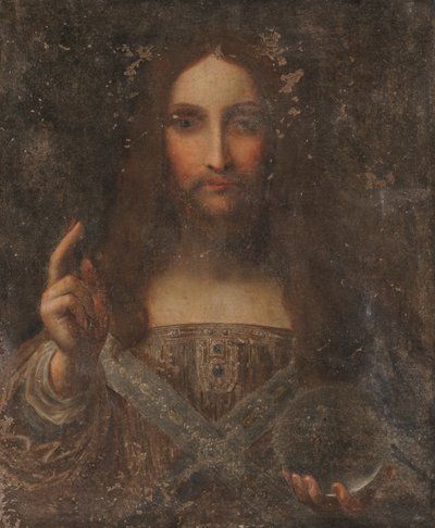 Salvator Mundi (olie på lærred) af Leonardo da (after) Vinci