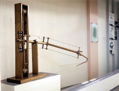 Vinge med variabel hældning, model efter tegningen af Leonardo da Vinci (Leonardo da Vinci). Museum for Videnskab og Teknologi, Milano. af Leonardo da (after) Vinci