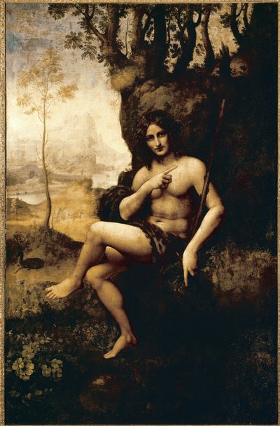 Bacchus (olie transponeret på lærred af Leonardo da (studio of) Vinci