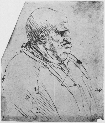 En grotesk profil af en mand til højre, c1480 1945 af Leonardo da Vinci
