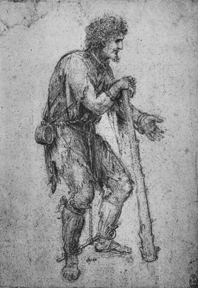 En mand med en kølle og lænkede fødder, c1480 1945 af Leonardo da Vinci