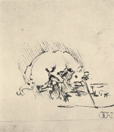 En enhjørning dypper sit horn i vandet, c1480 1945 af Leonardo da Vinci