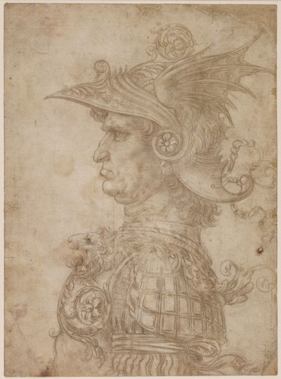 En buste af en kriger i profil til venstre, 1475-1480. af Leonardo da Vinci