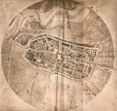 Et kort, der repræsenterer byen Imola, Italien, c1472-c1519 1883 af Leonardo da Vinci