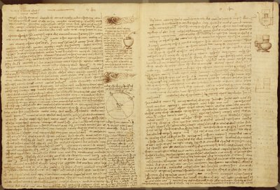 En side fra Codex Leicester, 1508-12 (sepia blæk på hørpapir) af Leonardo da Vinci
