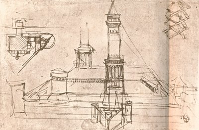 Arkitektur for slotte, c1472-c1519 1883 af Leonardo da Vinci