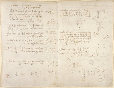Arundel 263, f.220v, f.221, Noter; matematiske beregninger, fra 