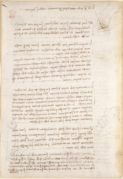 Arundel 263, f.25v Noter og grove skitser om erosion forårsaget af vand, fra 