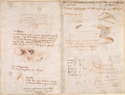 Arundel 263, f.278v, f.271 Noter om virkelighedssansen i drømme, på vand og floderne Sieve og Arno (på hovedet), fra 