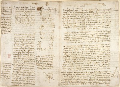 Arundel 263, f.279v f.280, Noter, matematiske beregninger og diagram med titlen 