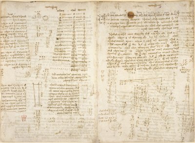 Arundel 263, f.280v, f.279 Noter, diagrammer og matematiske beregninger, med titlen 