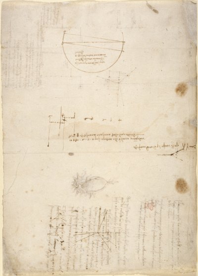 Arundel 263, f.33v Noter og diagrammer om mekanik, fra 