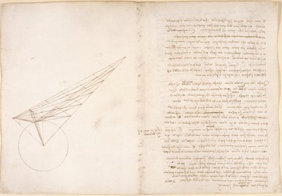 Arundel 263, f.46v, f.57 Diagram om optik, vedrørende Alhazens problem, fra 