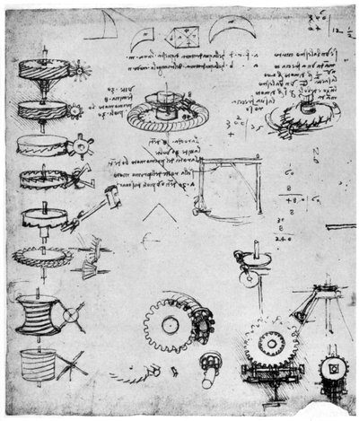 Tandhjulsdetalje, slutningen af det 15. eller begyndelsen af det 16. århundrede 1954. af Leonardo da Vinci