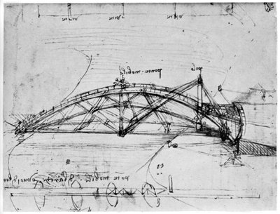 Design til en parabolsk svingbro, 1480-1490 1954. af Leonardo da Vinci