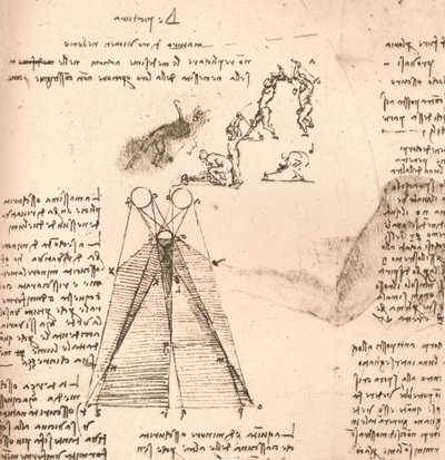 Diagram, der illustrerer teorien om lys og skygge og skitser af figurer, c1472-c1519 1883 af Leonardo da Vinci