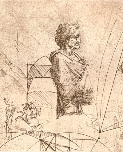 Tegning af en buste og mindre skitser, c1472-c1519 1883 af Leonardo da Vinci