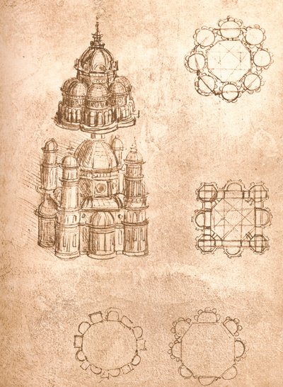 Tegning af kirker, c1472-c1519 1883 af Leonardo da Vinci