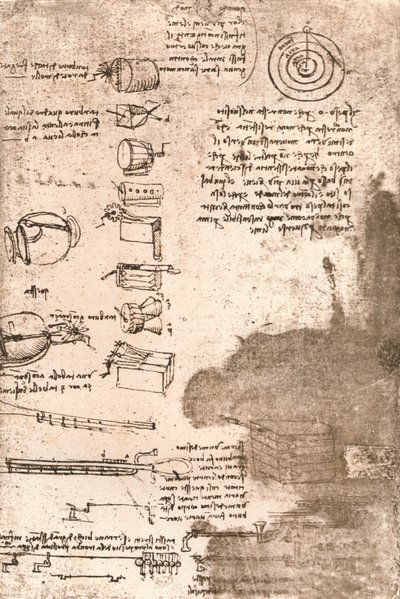 Tegning af musikinstrumenter og andre genstande, c1472-c1519 1883 af Leonardo da Vinci