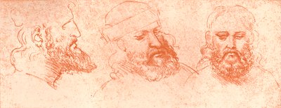 Tegning af orientalske hoveder, i rødt kridt, c1472-c1519 1883 af Leonardo da Vinci