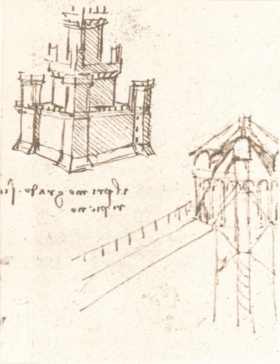 Tegning af projekter til slotte og villaer, c1472-c1519 1883 af Leonardo da Vinci