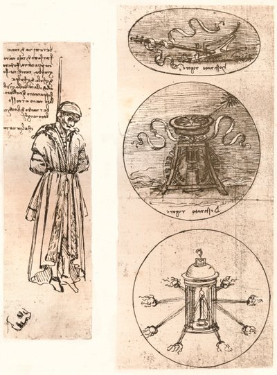 Tegninger af Bernardo di Bandino Baroncelli hængt, og emblemer, c1472-c1519 1883. af Leonardo da Vinci