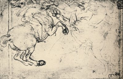 Fight Between a Horseman and a Griffin, c1480 1945 af Leonardo da Vinci