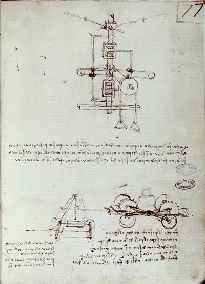 Flyvende maskine tegning. Manuskript af Leonard De Vinci (Leonardo da Vinci af Leonardo da Vinci