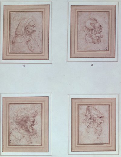 Fire karikaturer af Leonardo da Vinci