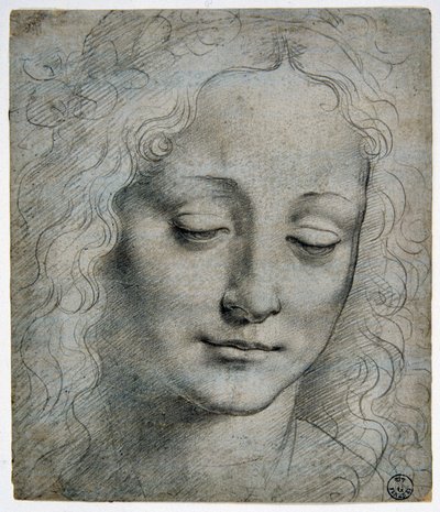 Giovanni Antonio Boltraffio (Beltraffio) (1467 - 1516) (den bedst kendte elev af Leonardo da Vinci): hovedet af en drengekrone af blade i vejen for Verrocchio, GDSU 425 E af Leonardo da Vinci