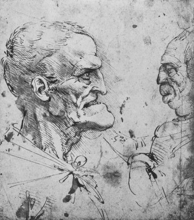 Groteske profiler af en mand og en kvinde, der står over for, c1480 1945 af Leonardo da Vinci