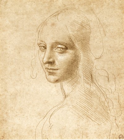 Hoved og skuldre af en pige, ca. 1490. af Leonardo da Vinci