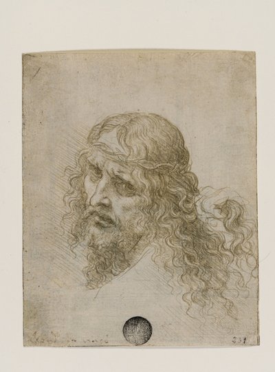 Kristi hoved kronet med torne, ca. 1500. af Leonardo da Vinci