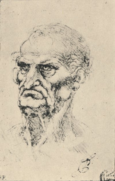 Leder af en gammel mand tre kvarter til venstre, c1480 1945 af Leonardo da Vinci