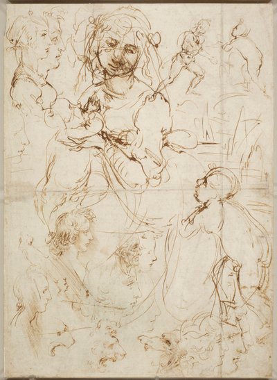 Hoveder og figurer, ca 1478. af Leonardo da Vinci