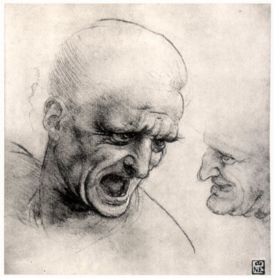 Warriors Heads, 1503-1505 af Leonardo da Vinci