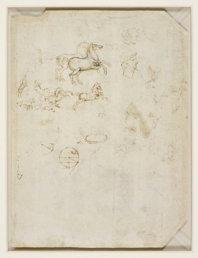Leonardo da Vinci - Verso Springende heste og Neros hoved ca. 1503-4 af Leonardo da Vinci