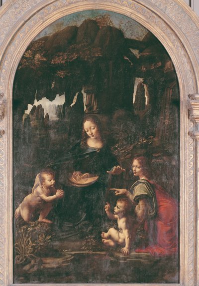 Madonna of the Rocks, ca. 1478 (olie på panel overført til lærred) af Leonardo da Vinci