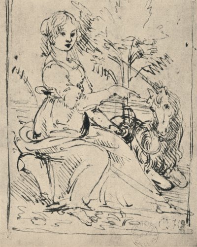 Jomfru med en enhjørning, c1478-1480 1945 af Leonardo da Vinci