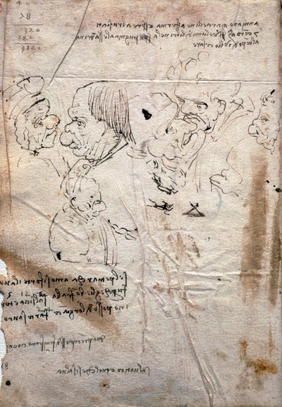 Mandlige karikaturer og biblioteksliste, Codex Trivulzianus af Leonardo da Vinci