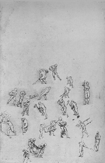 Mænd, der graver, bærer jord osv., c1480 1945 af Leonardo da Vinci